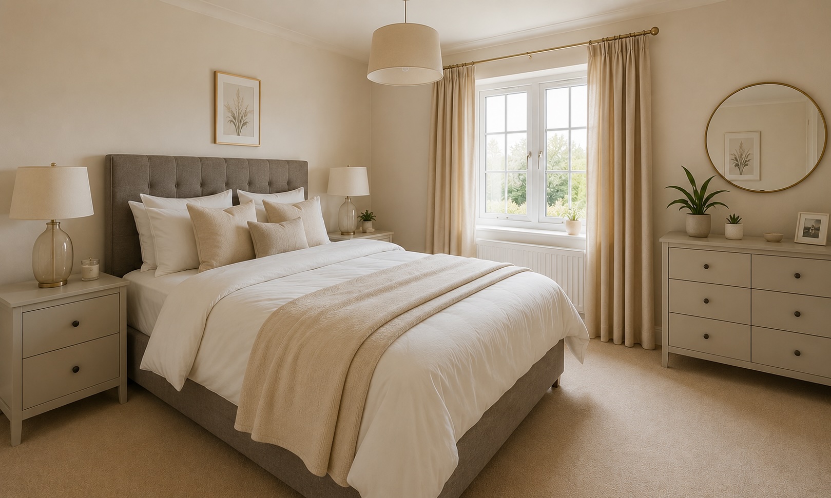 Luxury bedroom painting and feature wall finish